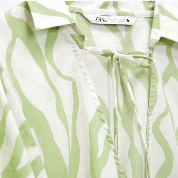 Zara White and Green Mini Dress - Picture 7 of 9